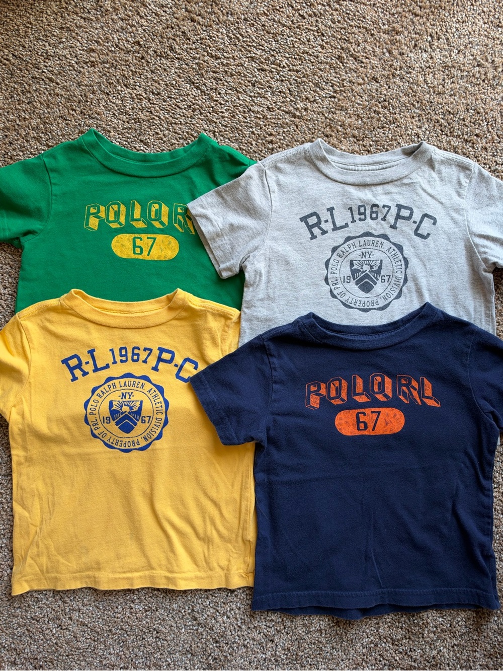 Ralph Lauren Kids 4-Pack Short Sleeve Graphic Tees - Green, Gray, Yellow, Navy
